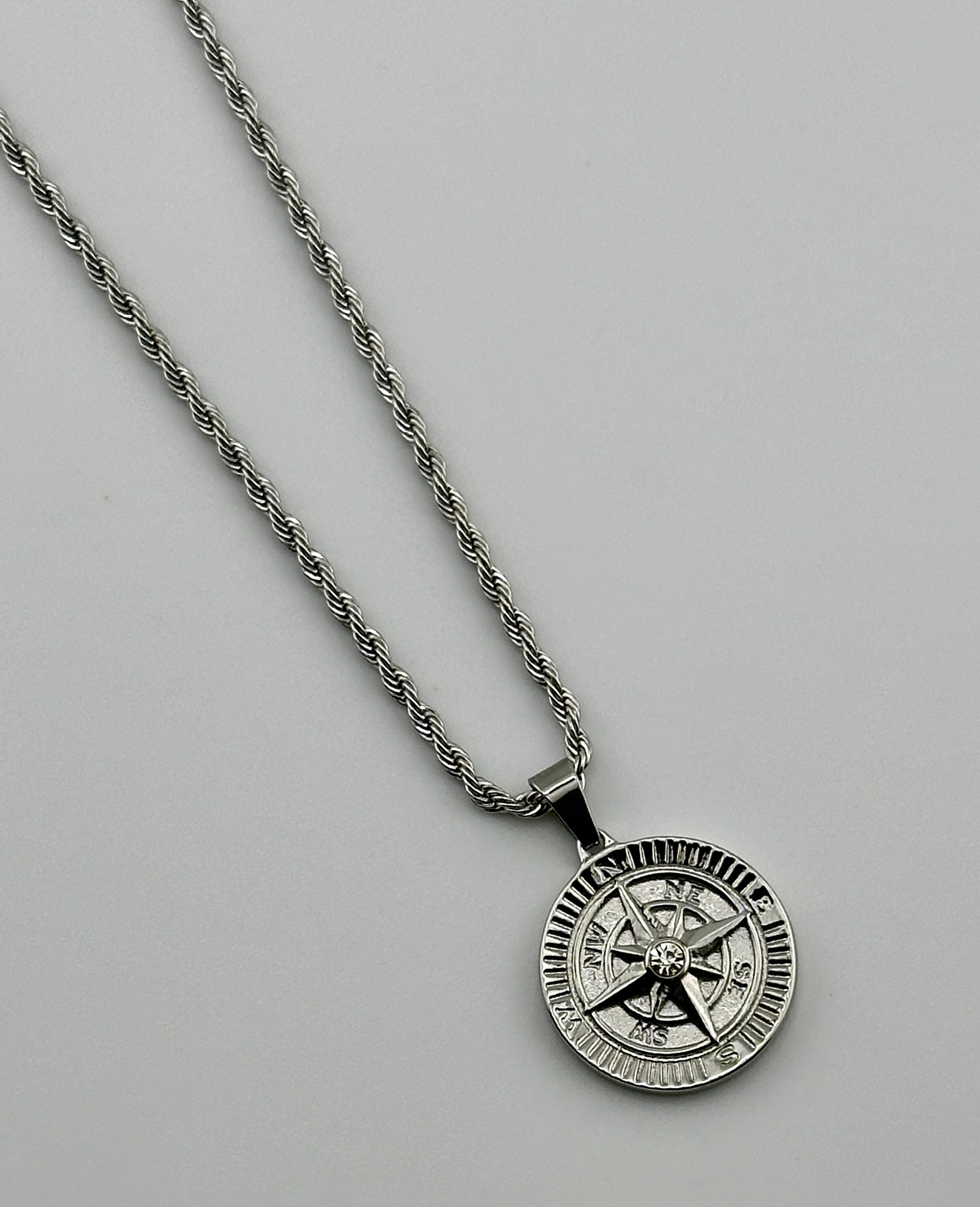 Compass Coin Pendant (Silver)