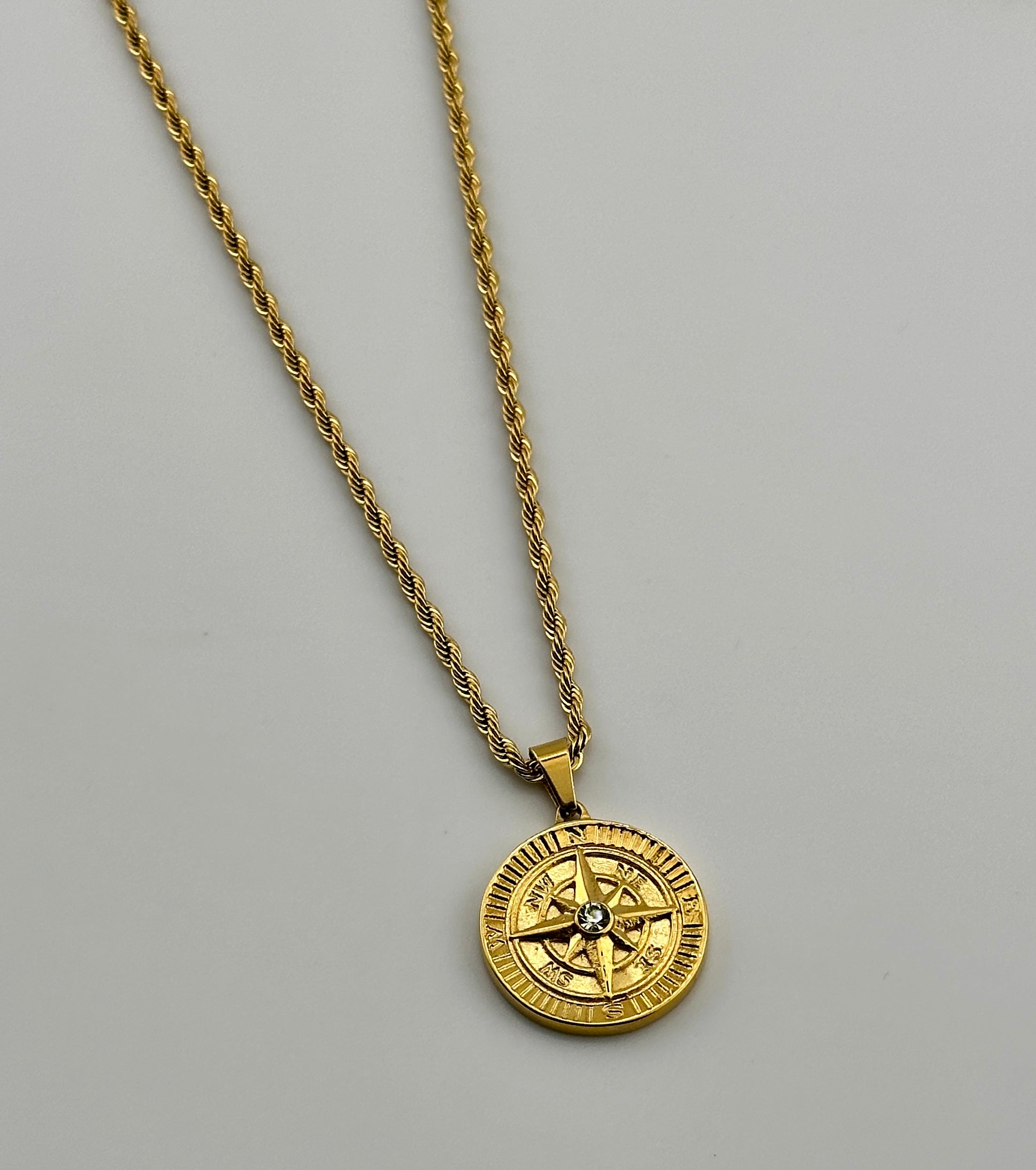 Compass Coin Pendant (Gold)