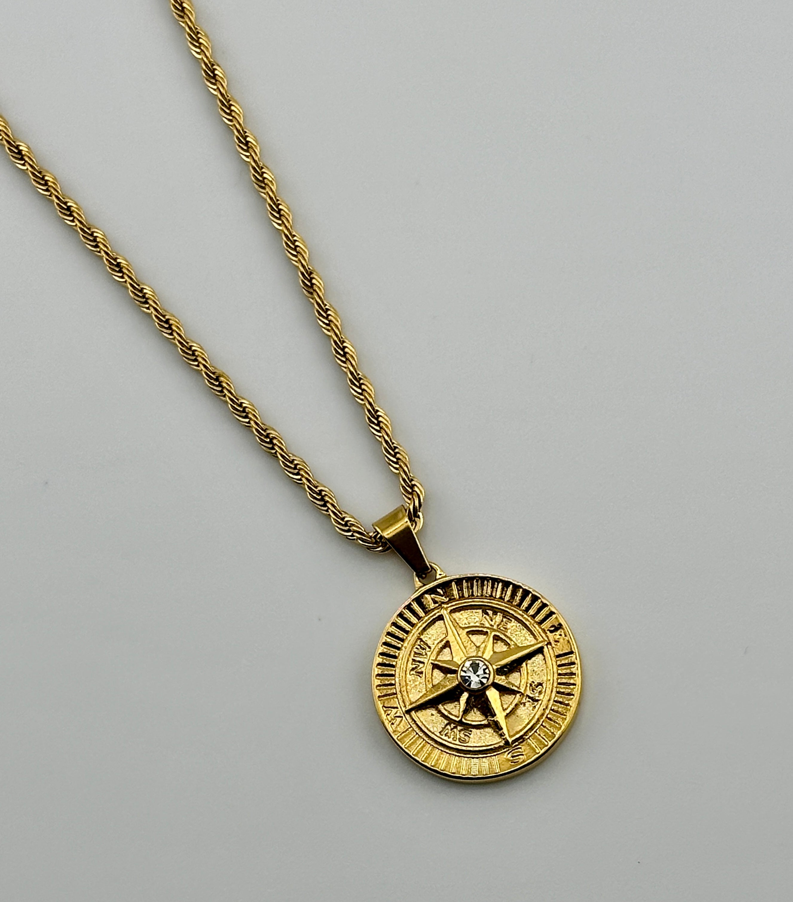 Compass Coin Pendant (Gold)