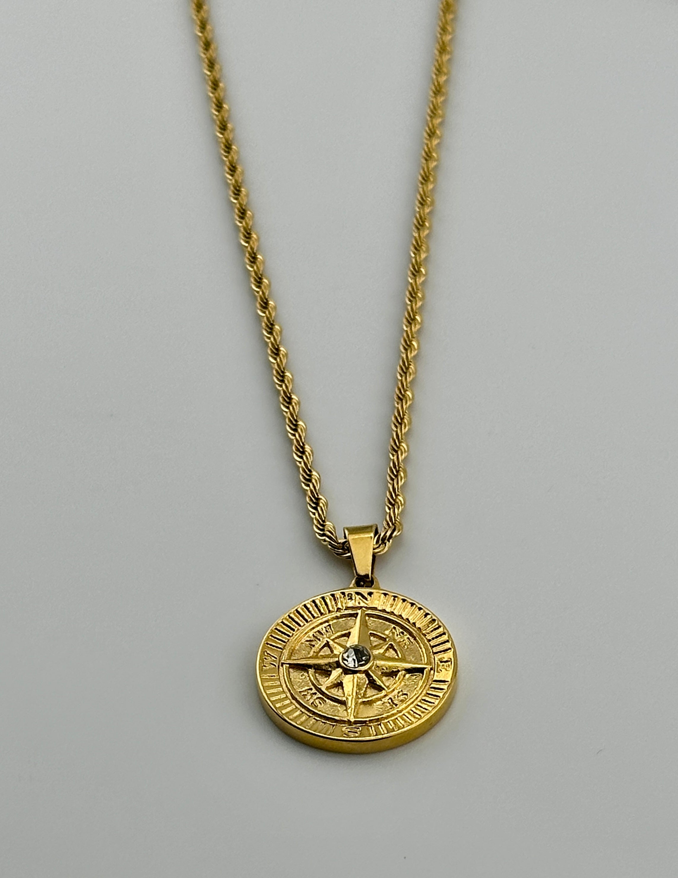 Compass Coin Pendant (Gold)
