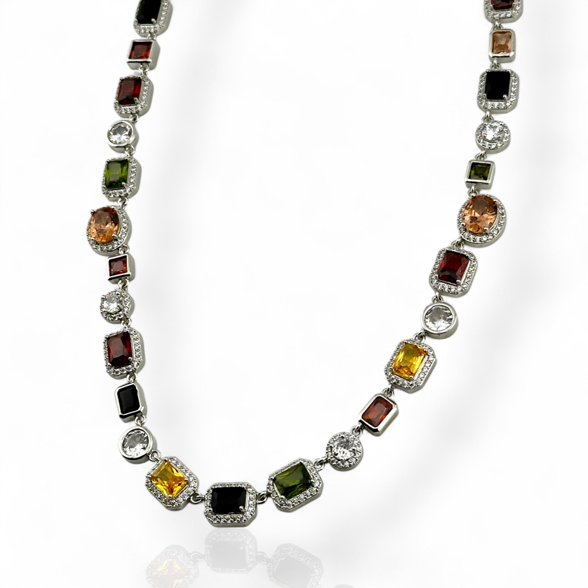 Gemstone Classic Necklace 10mm (Silver)