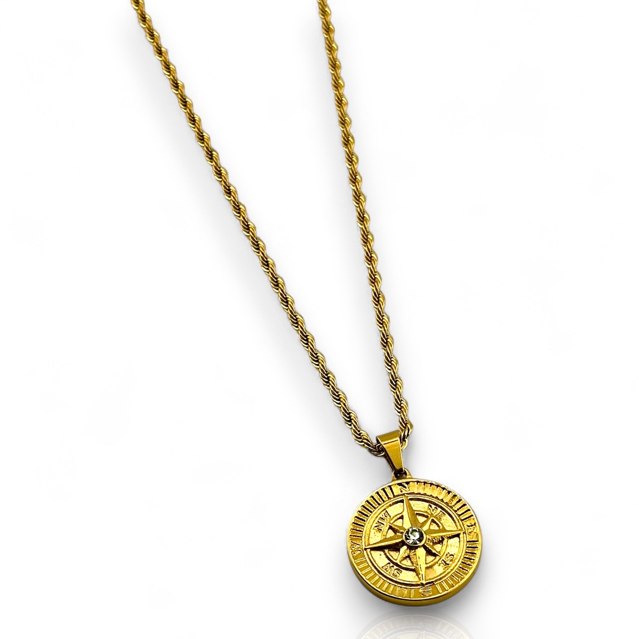 Compass Coin Pendant (Gold)