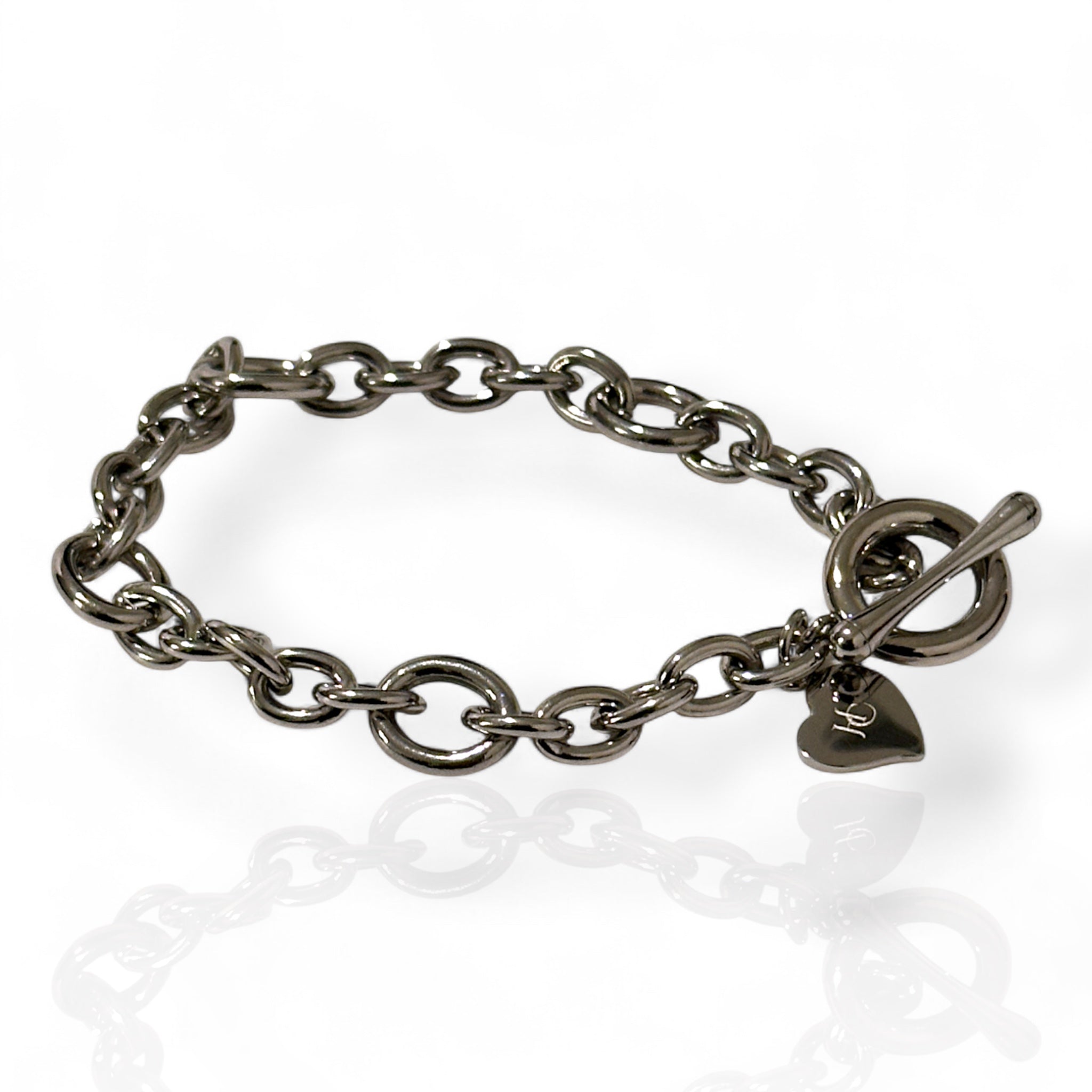Cable & Heart 8mm Silver Bracelet