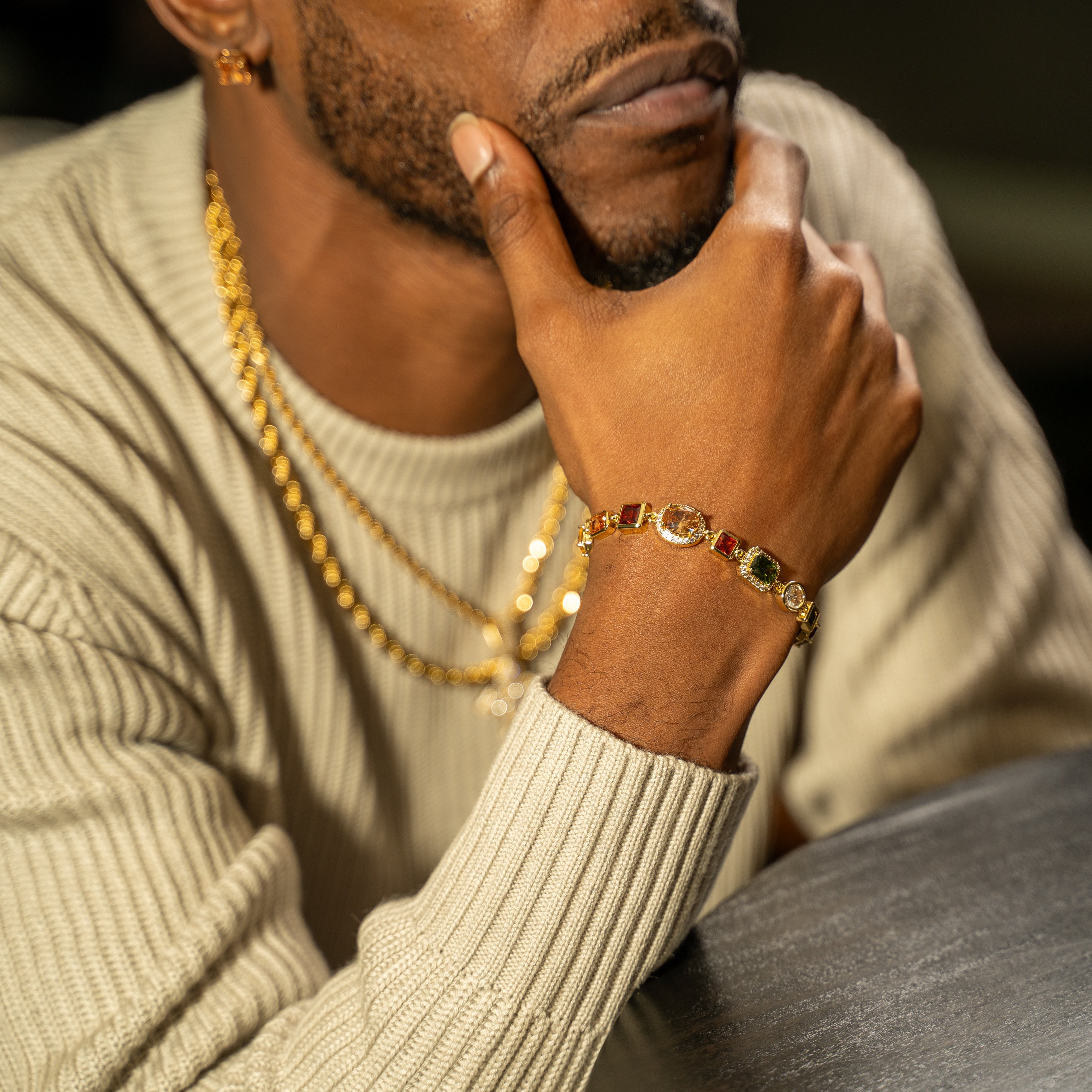 Gemstone Classic Bracelet 10mm (Gold)