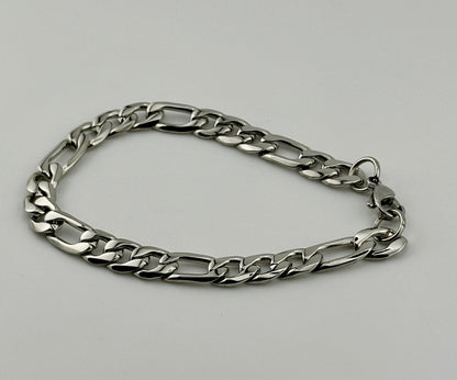 Figaro Silver 8mm Bracelet