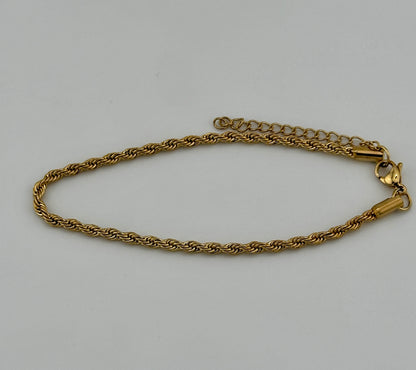 Rope Gold 3mm Bracelet
