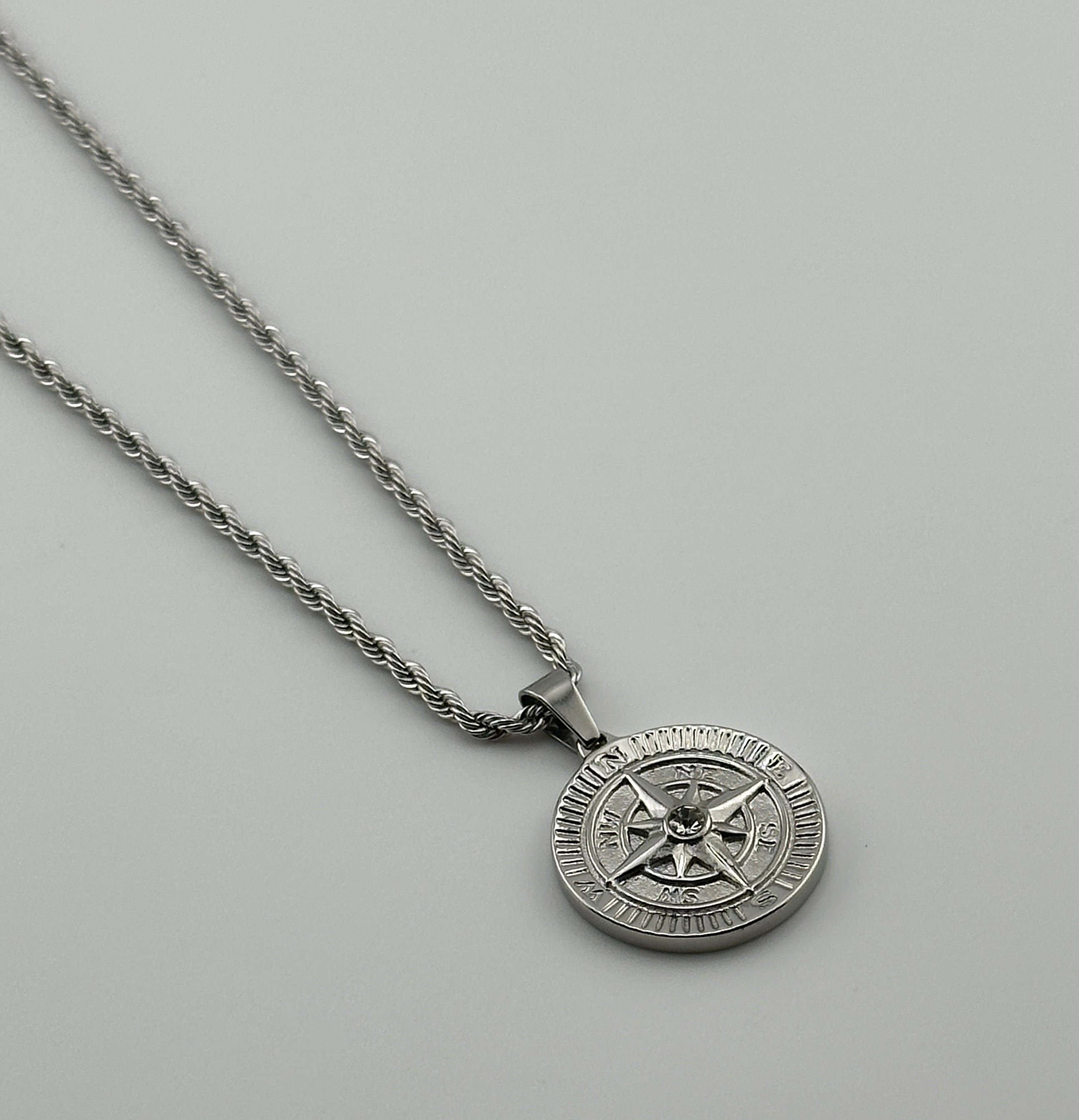 Compass Coin Pendant (Silver)