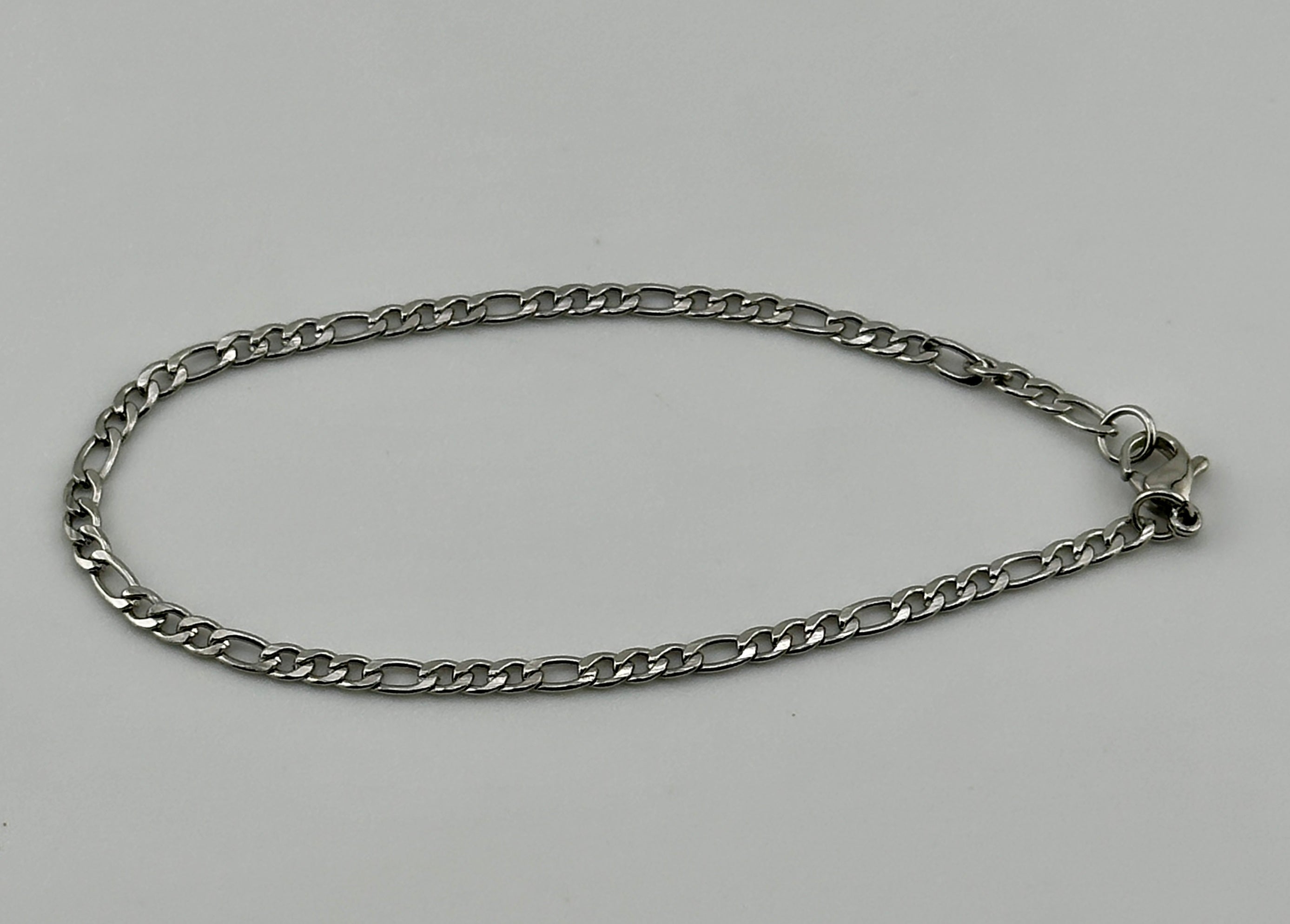 Figaro Silver 3mm Bracelet