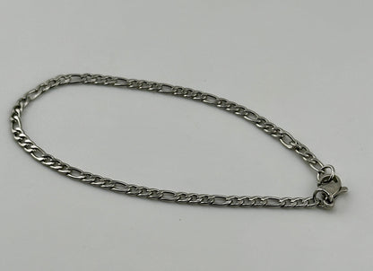 Figaro Silver 3mm Bracelet