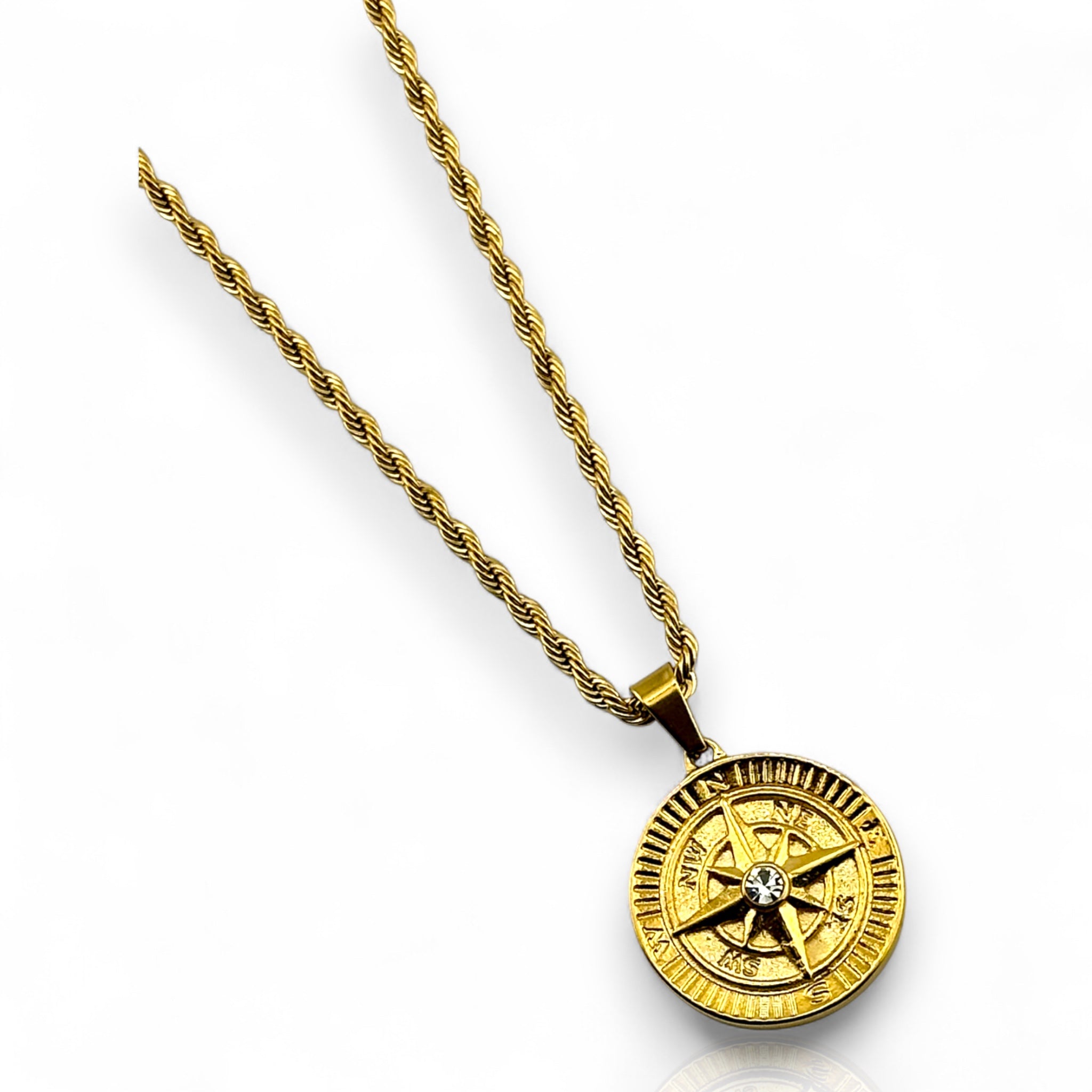 Compass Coin Pendant (Gold)