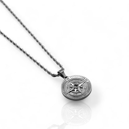 Compass Coin Pendant (Silver)