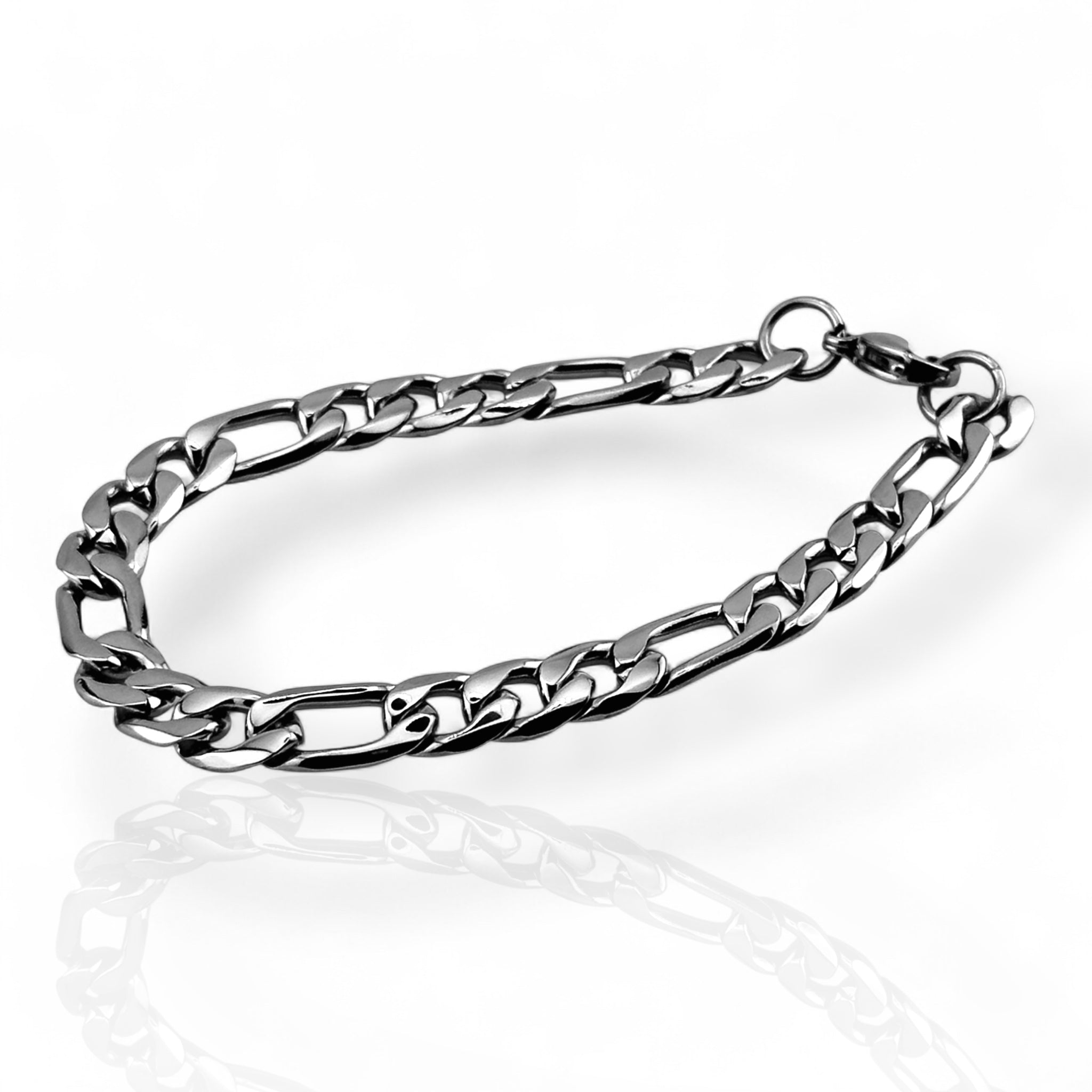 Figaro Silver 8mm Bracelet