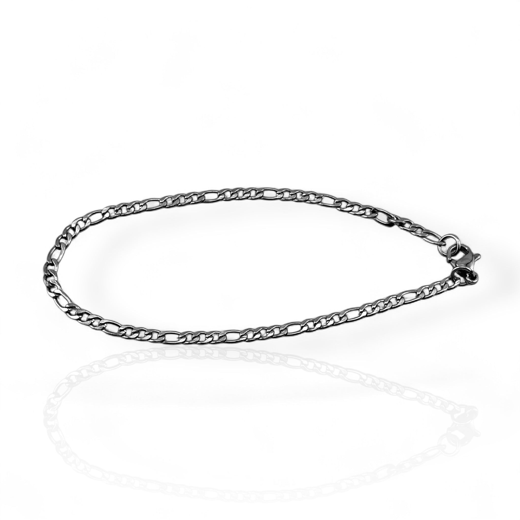 Figaro Silver 3mm Bracelet