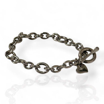 Cable & Heart 8mm Silver Bracelet