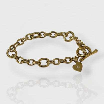 Cable & Heart 8mm Gold Bracelet
